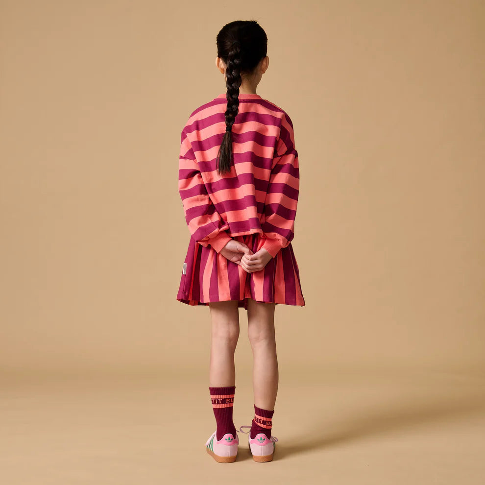 Ruffle Skirt Stripe | Peach/Beaujolais