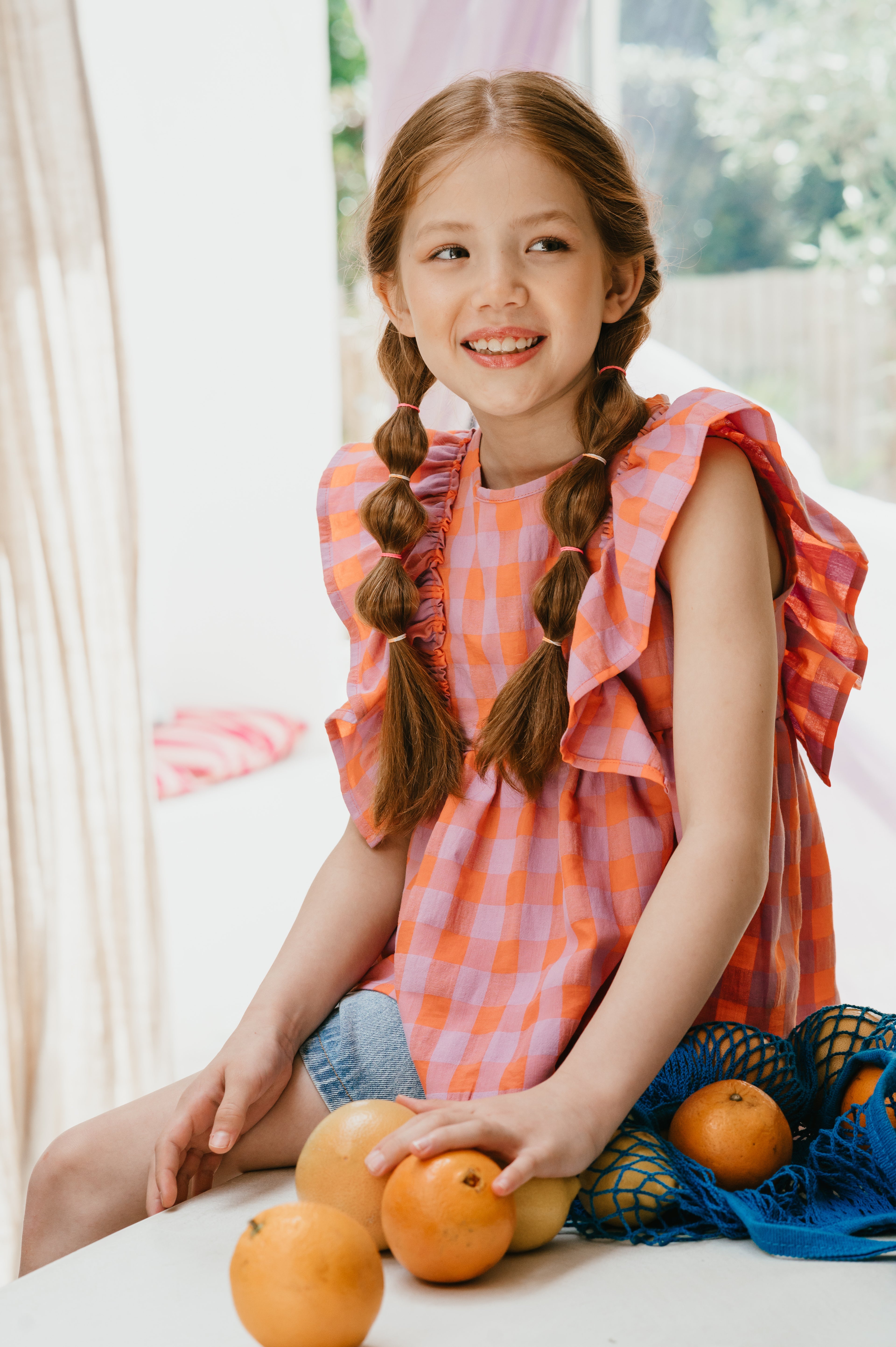 Ruffle Blouse Check | Gamba / Hortensia