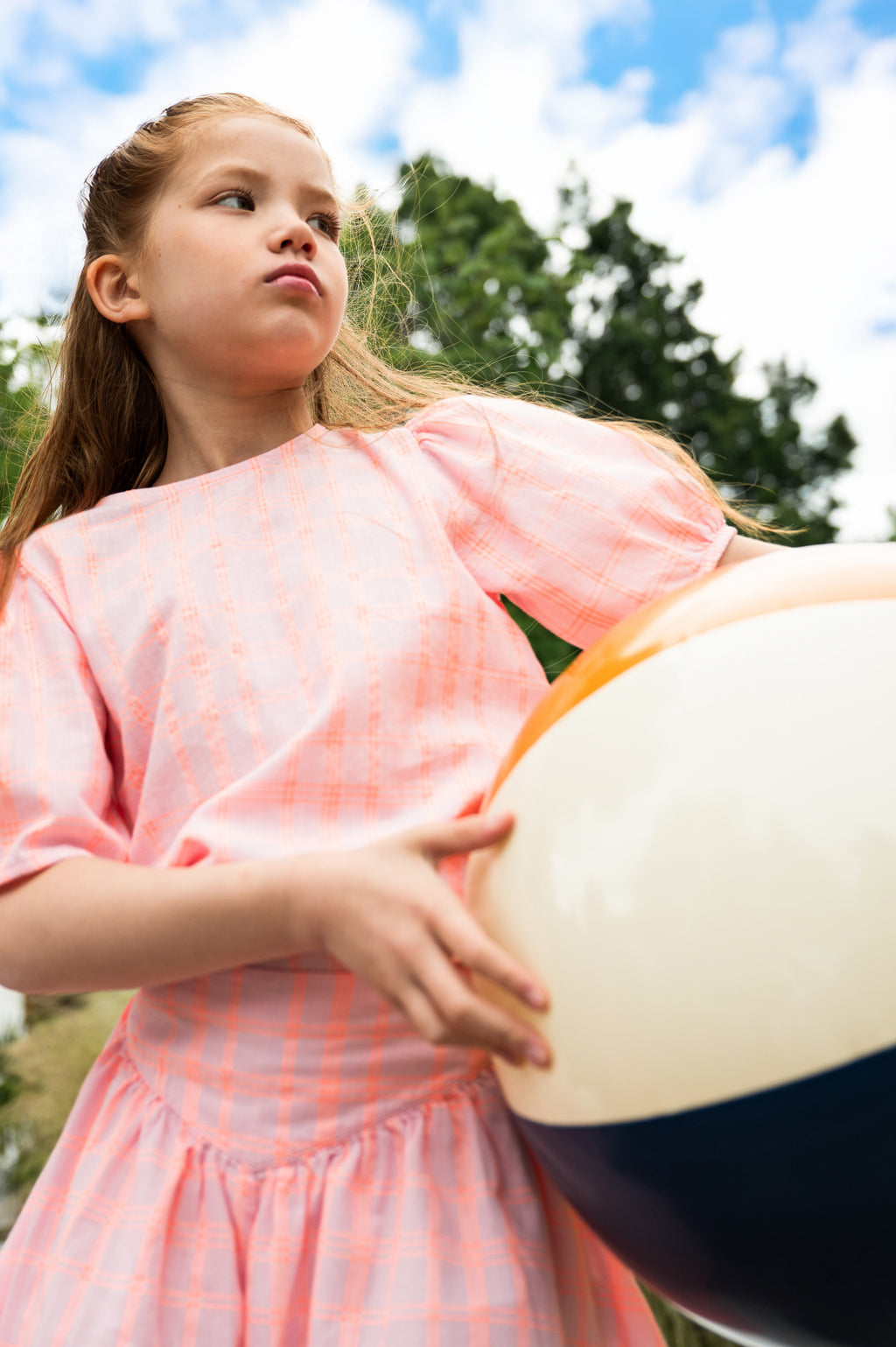 Puff Sleeve Blouse | Pink / Neon Orange