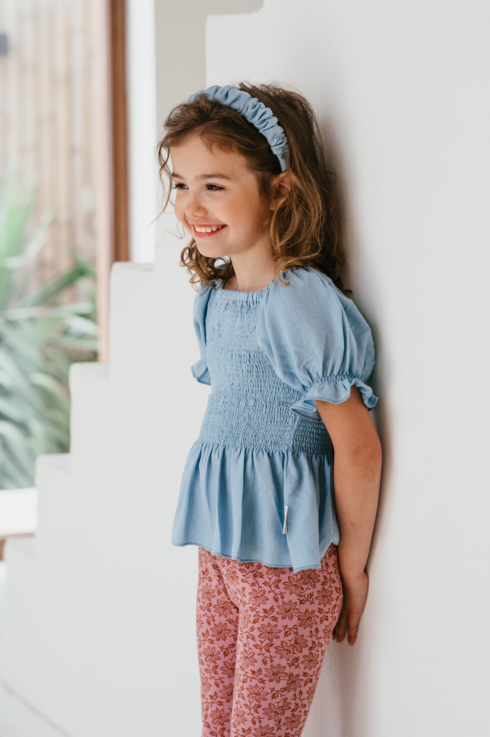 Smocked Top | Jeans Blue