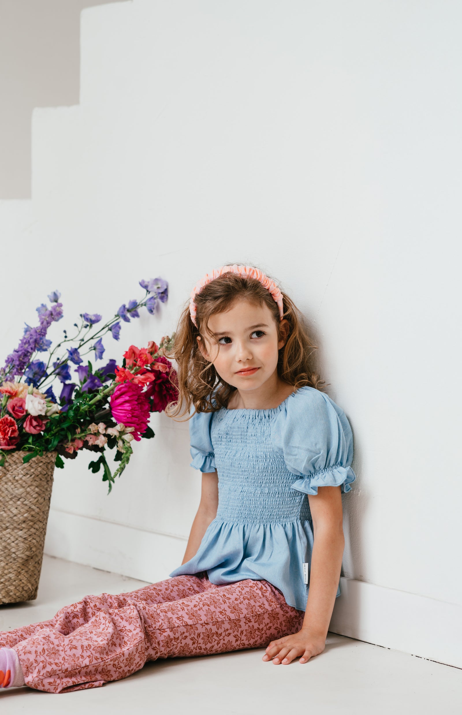 Smocked Top | Jeans Blue
