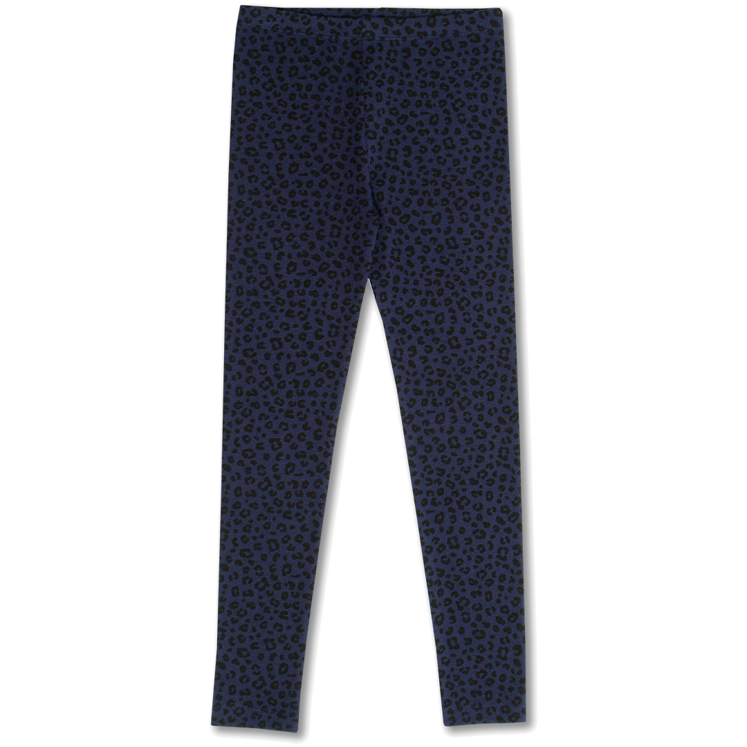 Rib Leggings | Blue Leopard AOP