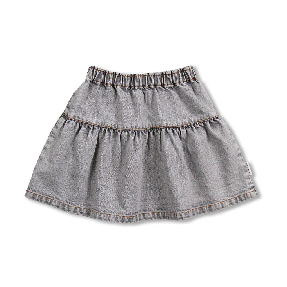 Jeans Ruffle Skirt | Washed Light Grey