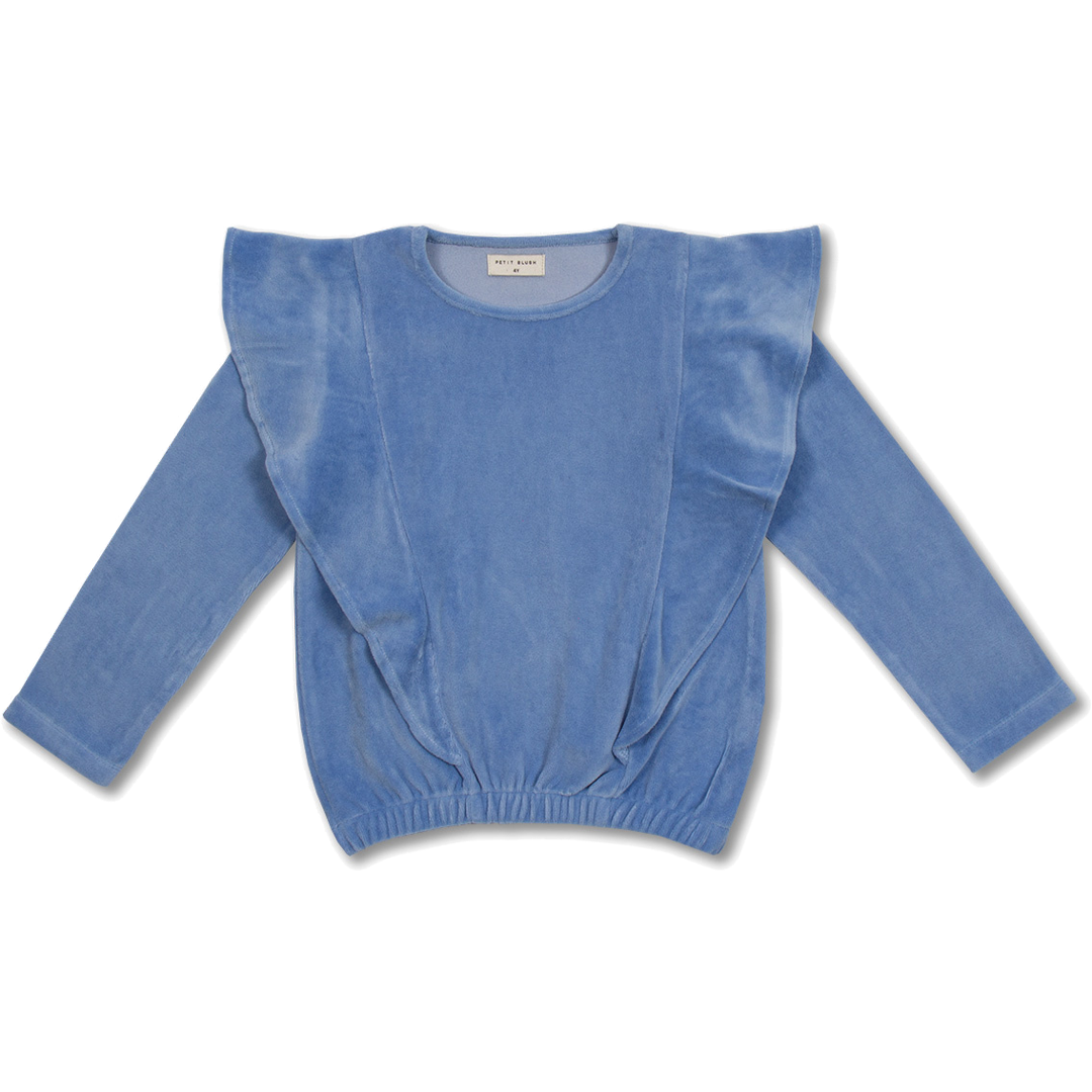 Ruffle Sweater Velour | Dreamy Blue