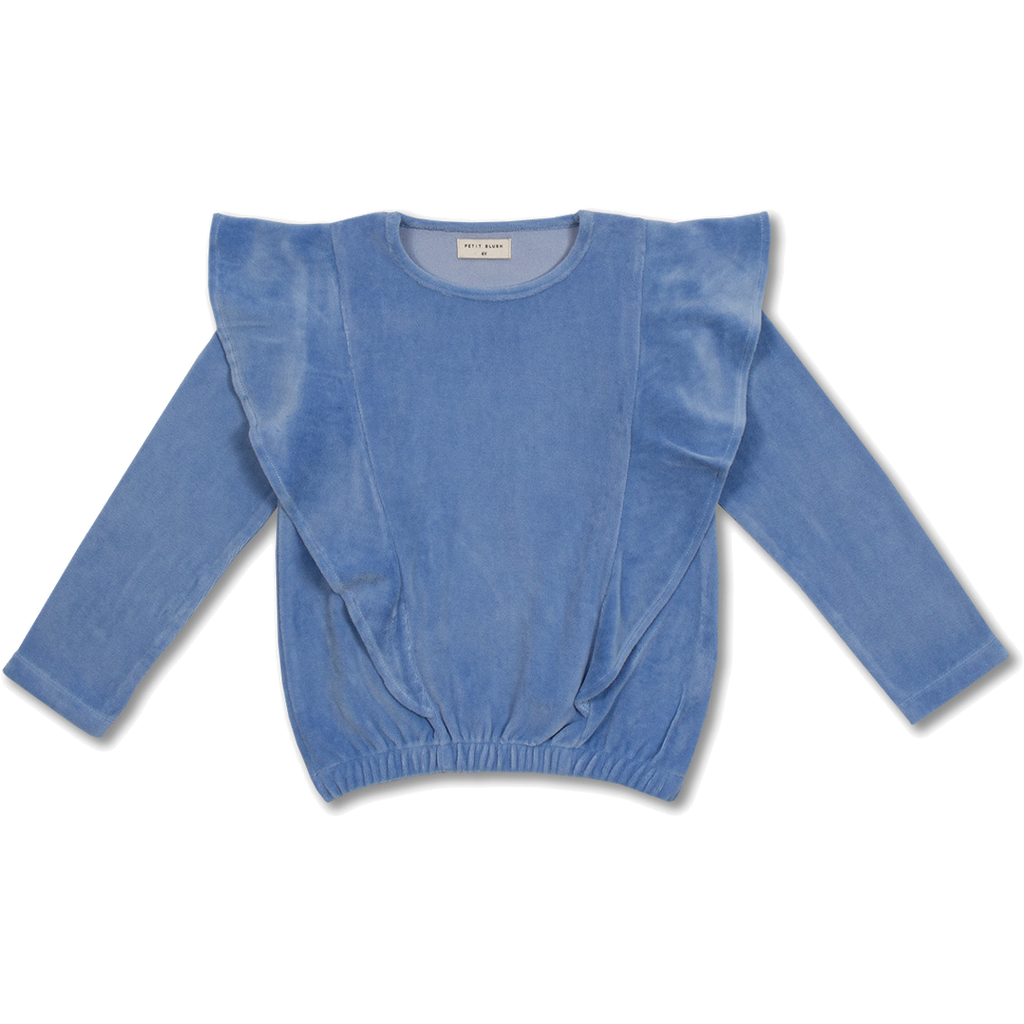Ruffle Sweater Velour | Dreamy Blue