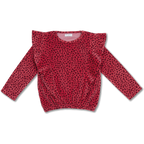 Ruffle Sweater Velour | Red Leopard AOP