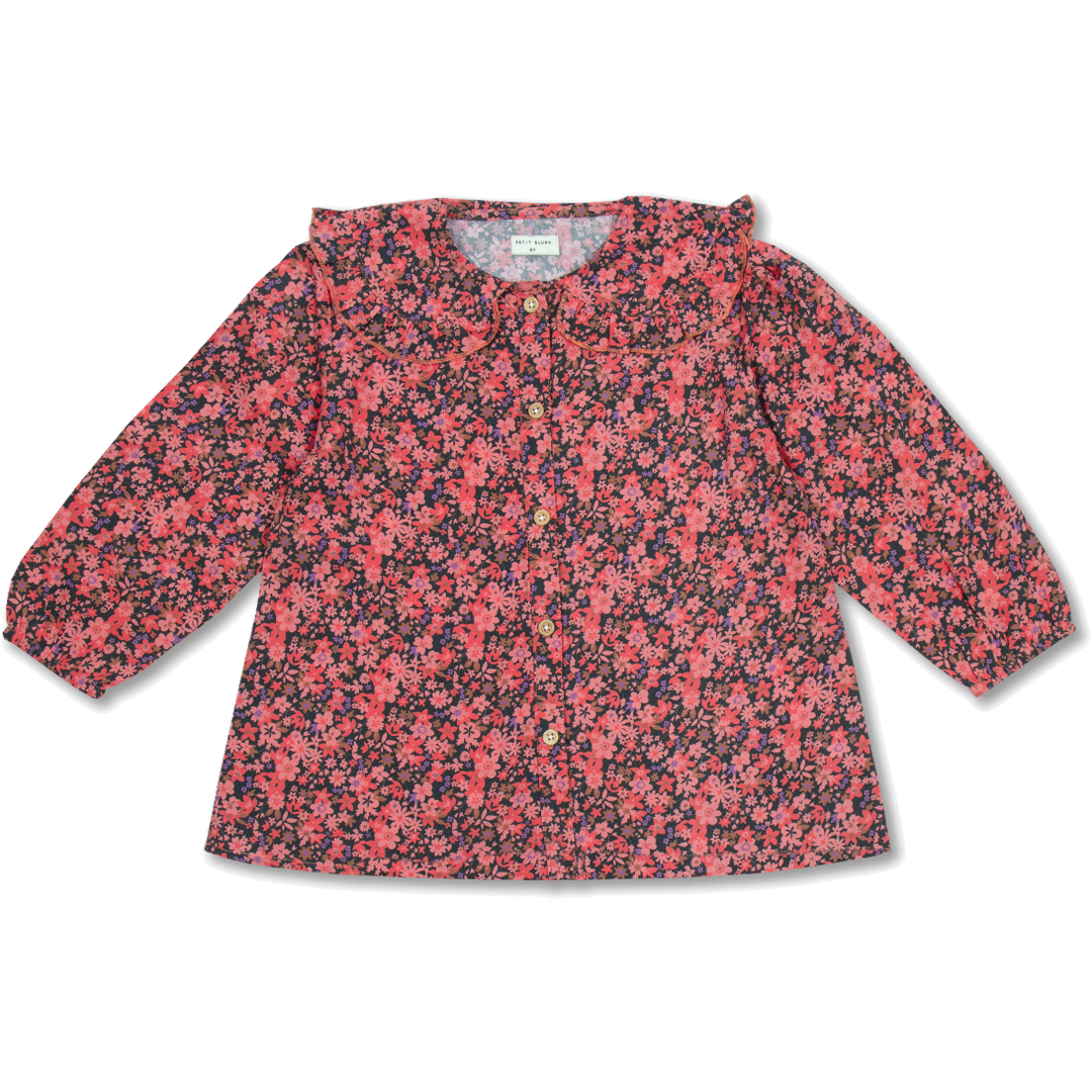 Ruffled Collar Blouse | Icon Flower AOP