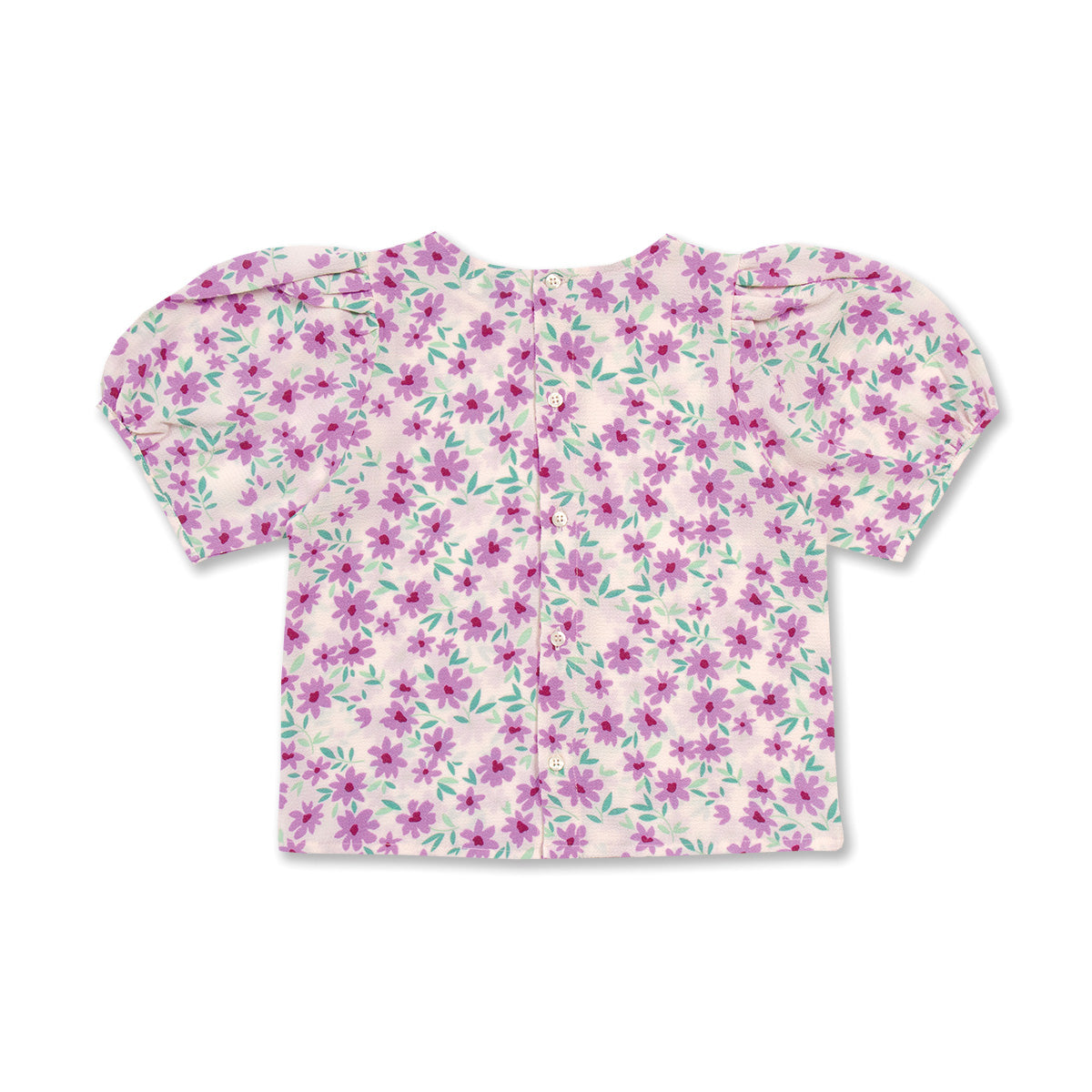 Ballon Sleeve Blouse | Purple Flowers