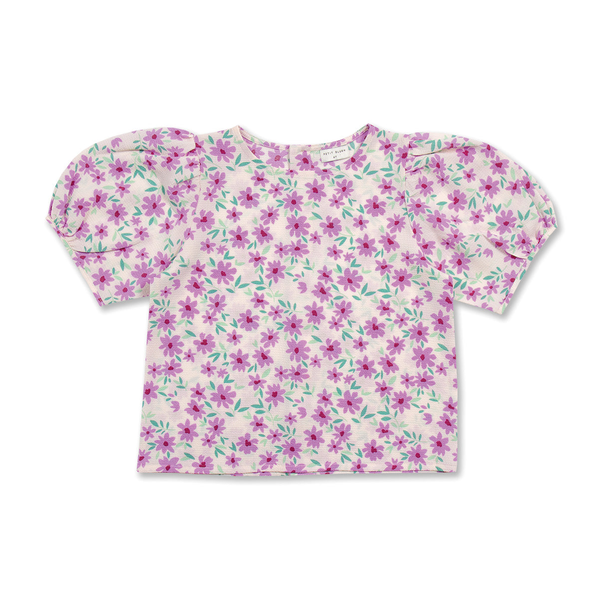 Ballon Sleeve Blouse | Purple Flowers