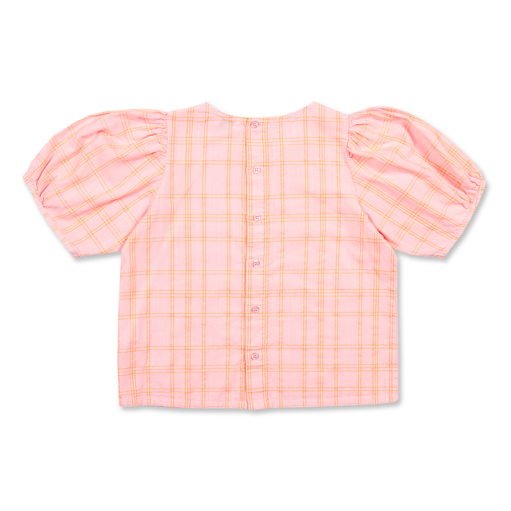 Puff Sleeve Blouse | Pink / Neon Orange