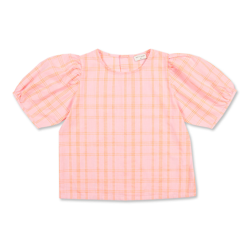 Puff Sleeve Blouse | Pink / Neon Orange