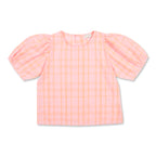 Bluse mit Puffärmeln | Rosa/Neonorange