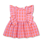 Ruffle Blouse Check | Gamba / Hydrangea