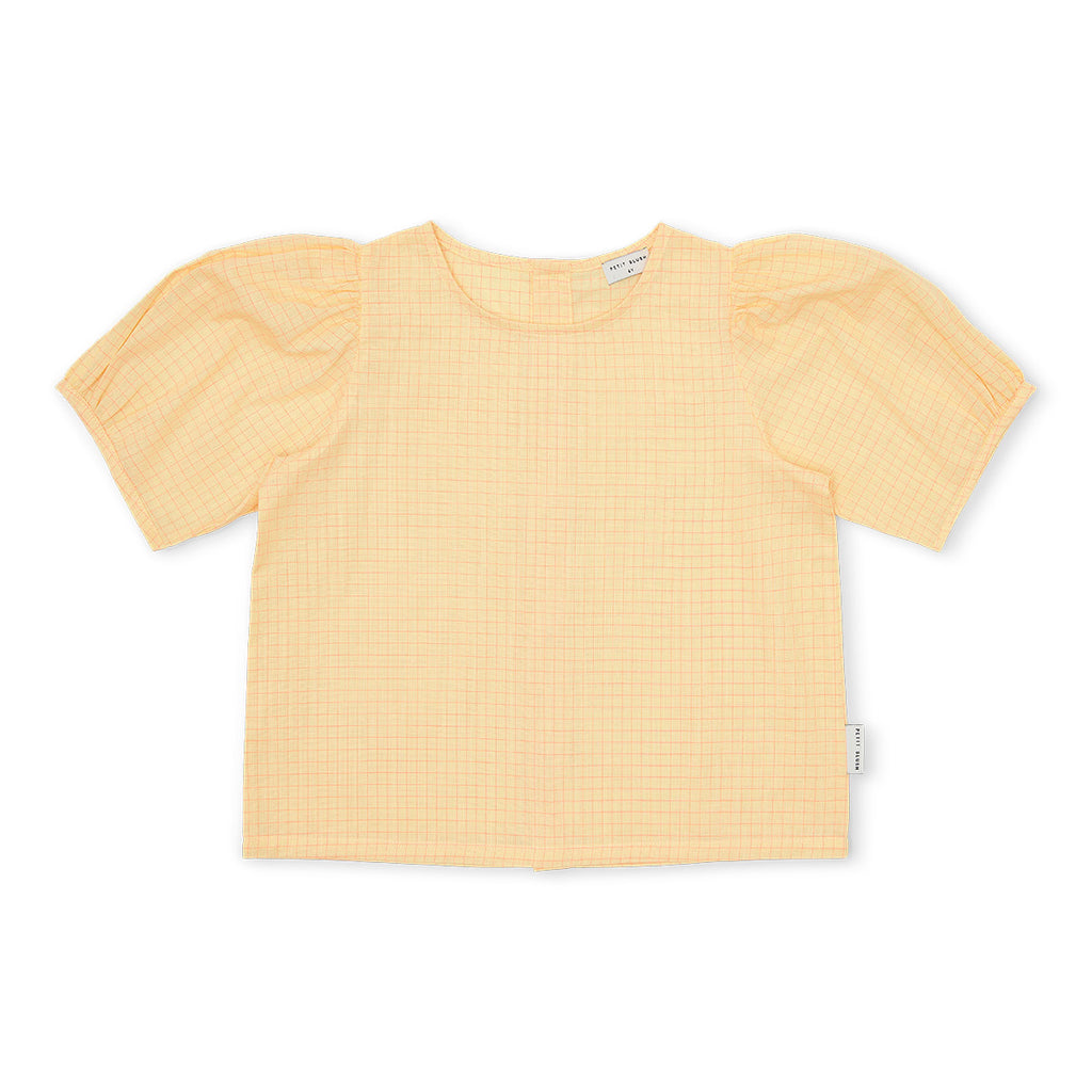 Puff Sleeve Blouse | Check Butter Yellow