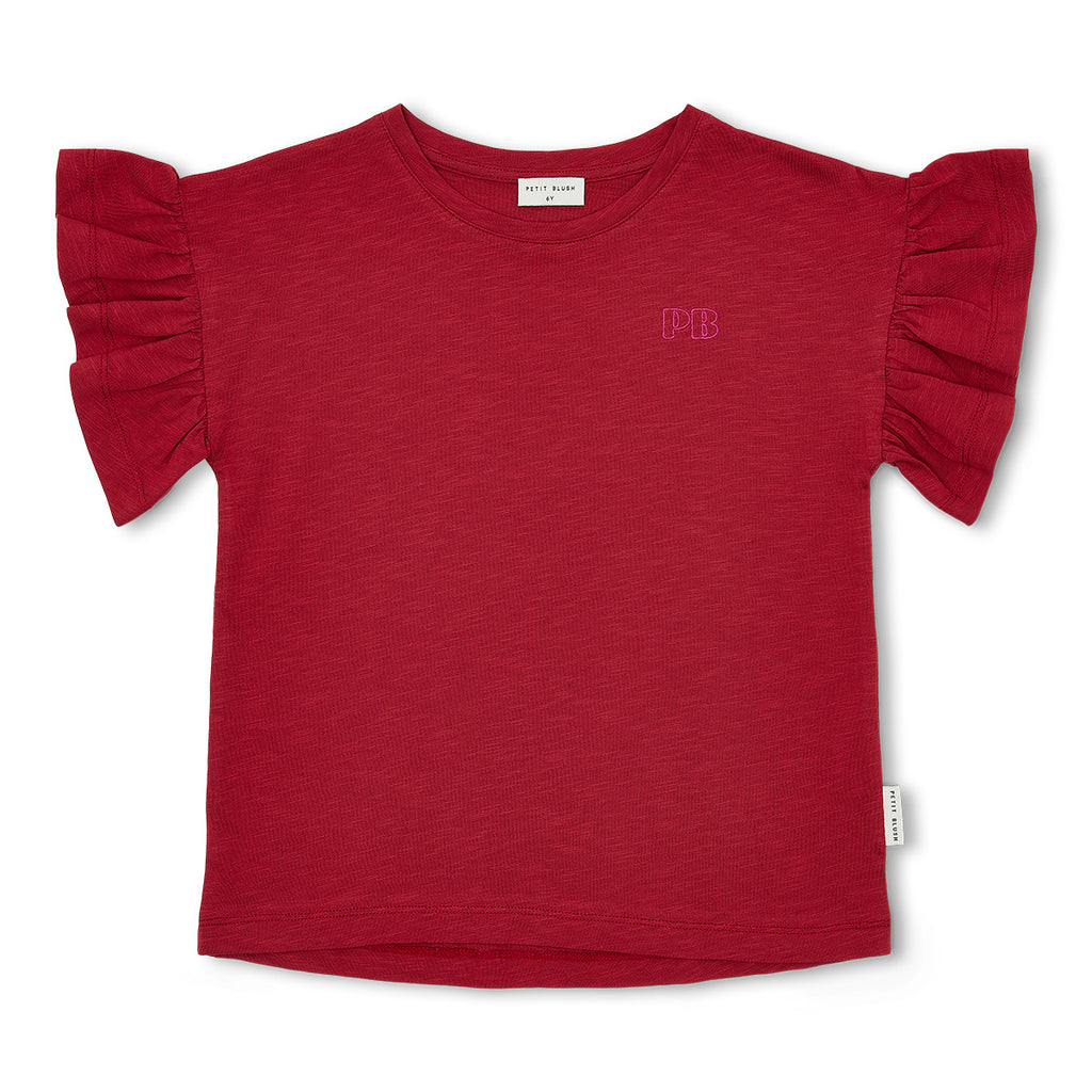 Bella Ruffle Tee | Garnet
