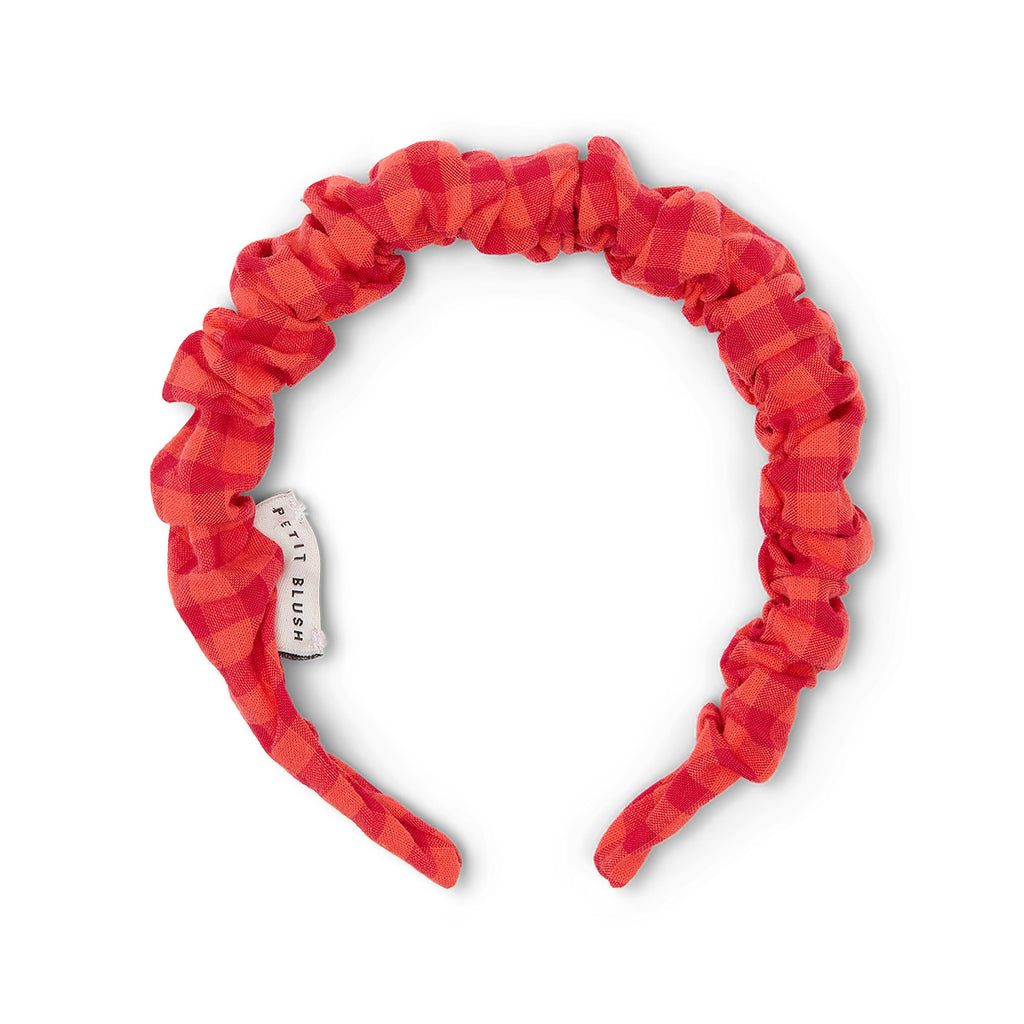 Smocked Headband | Check Red