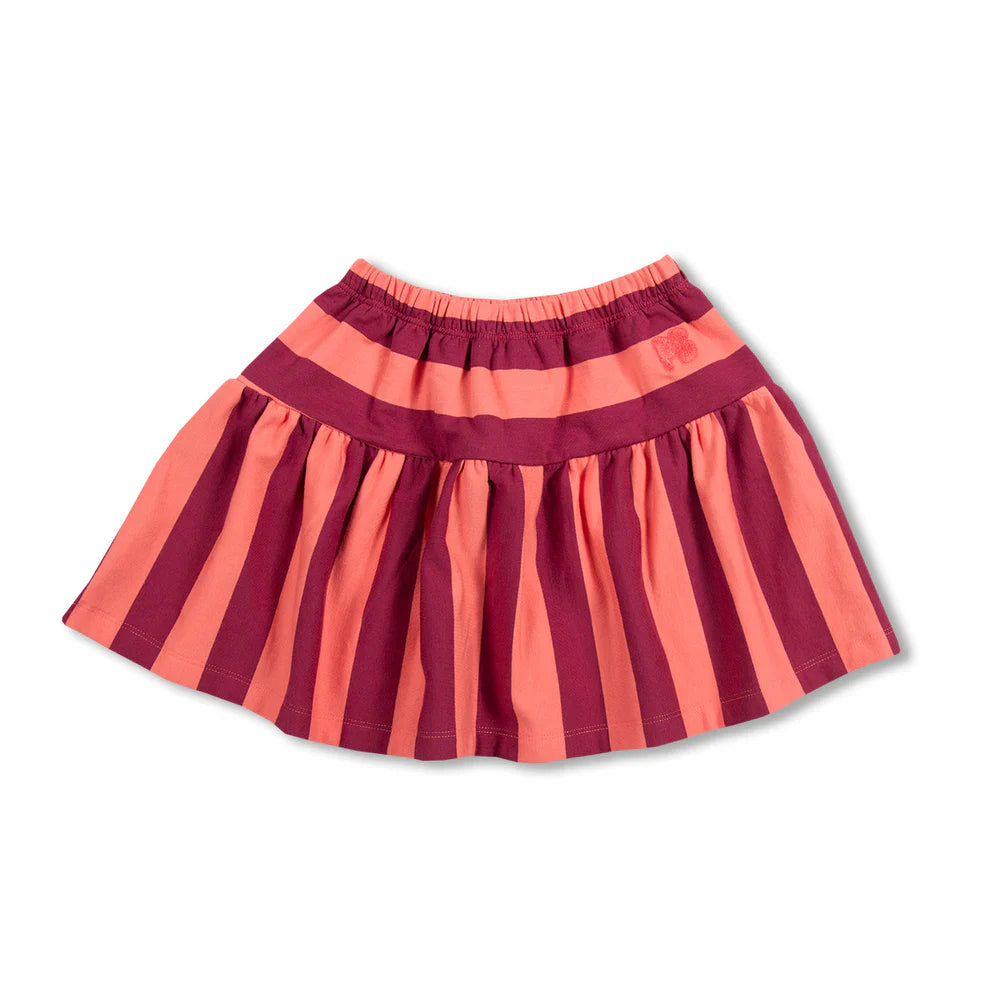 Ruffle Skirt Stripe | Peach/Beaujolais