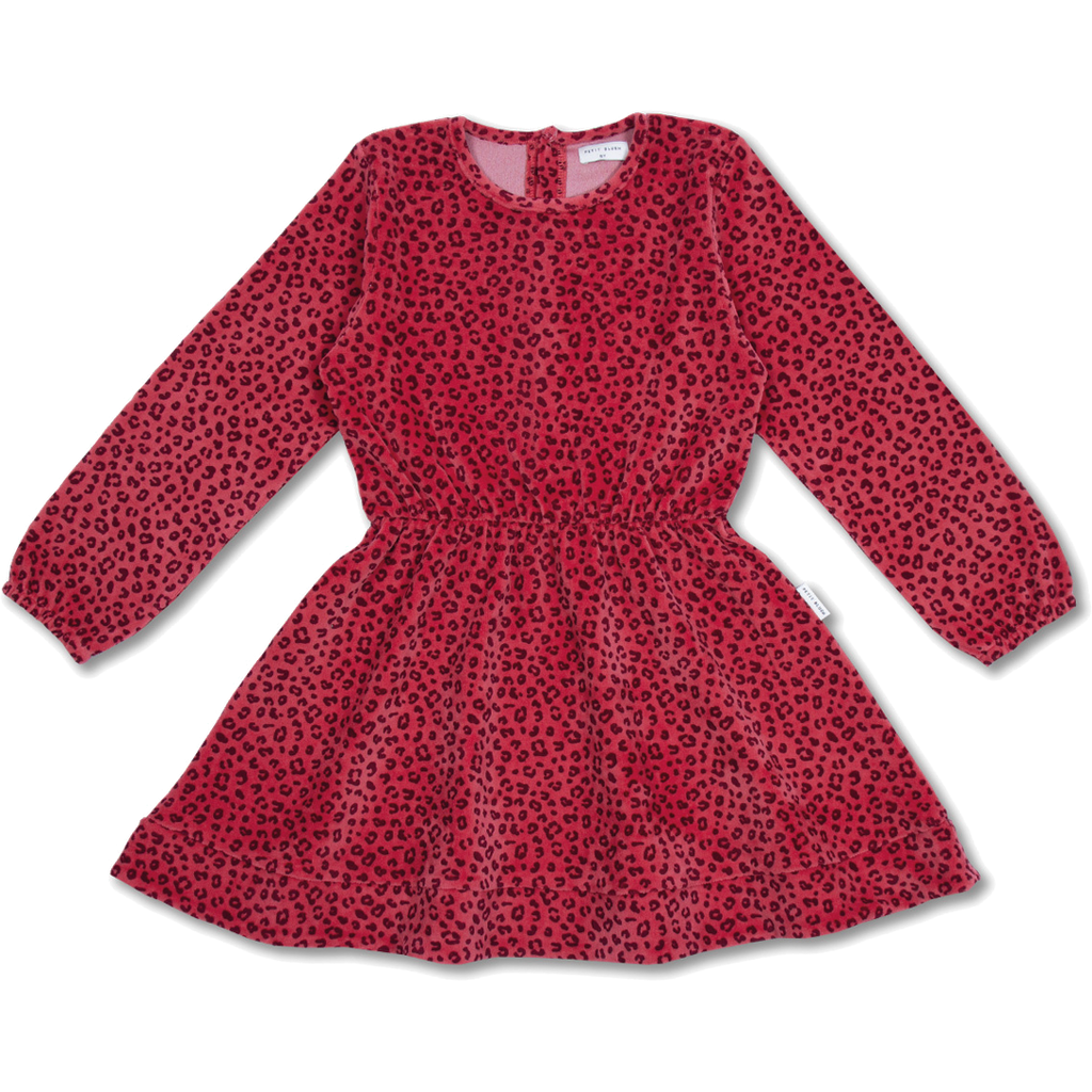 Swing Dress Velor | Red Leopard AOP