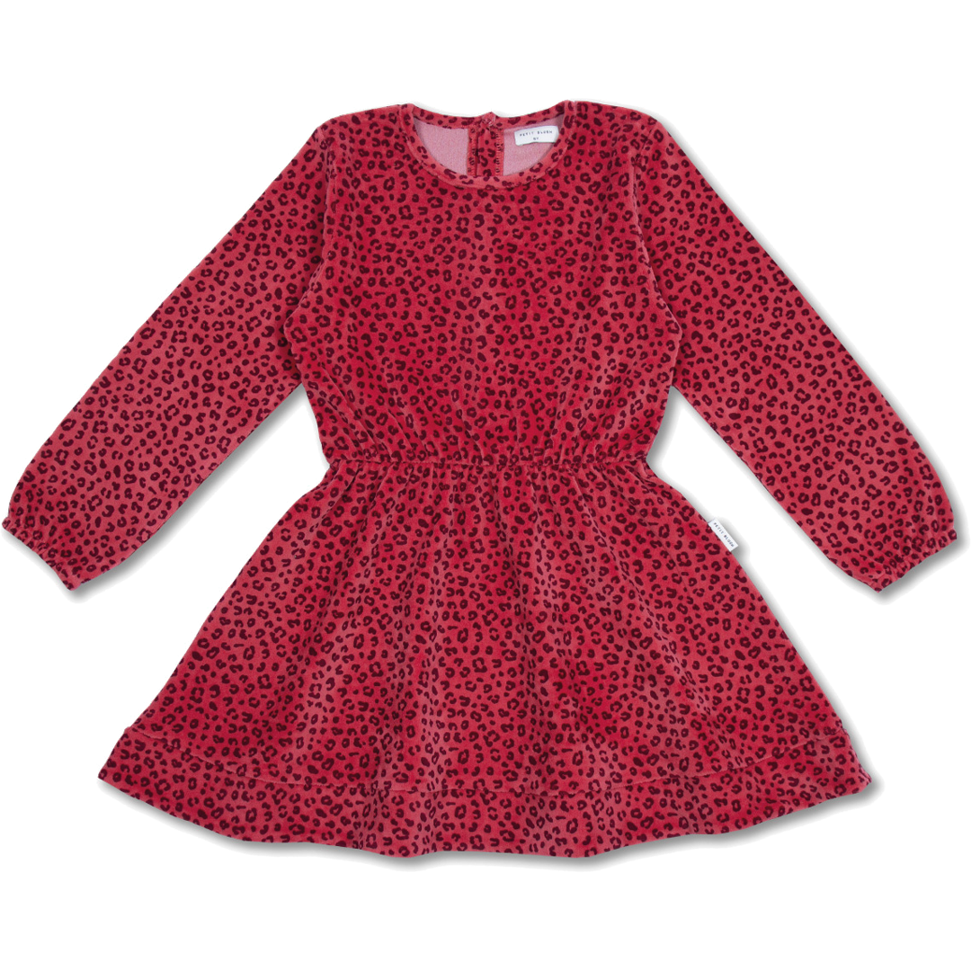 Swing Dress Velor | Red Leopard AOP