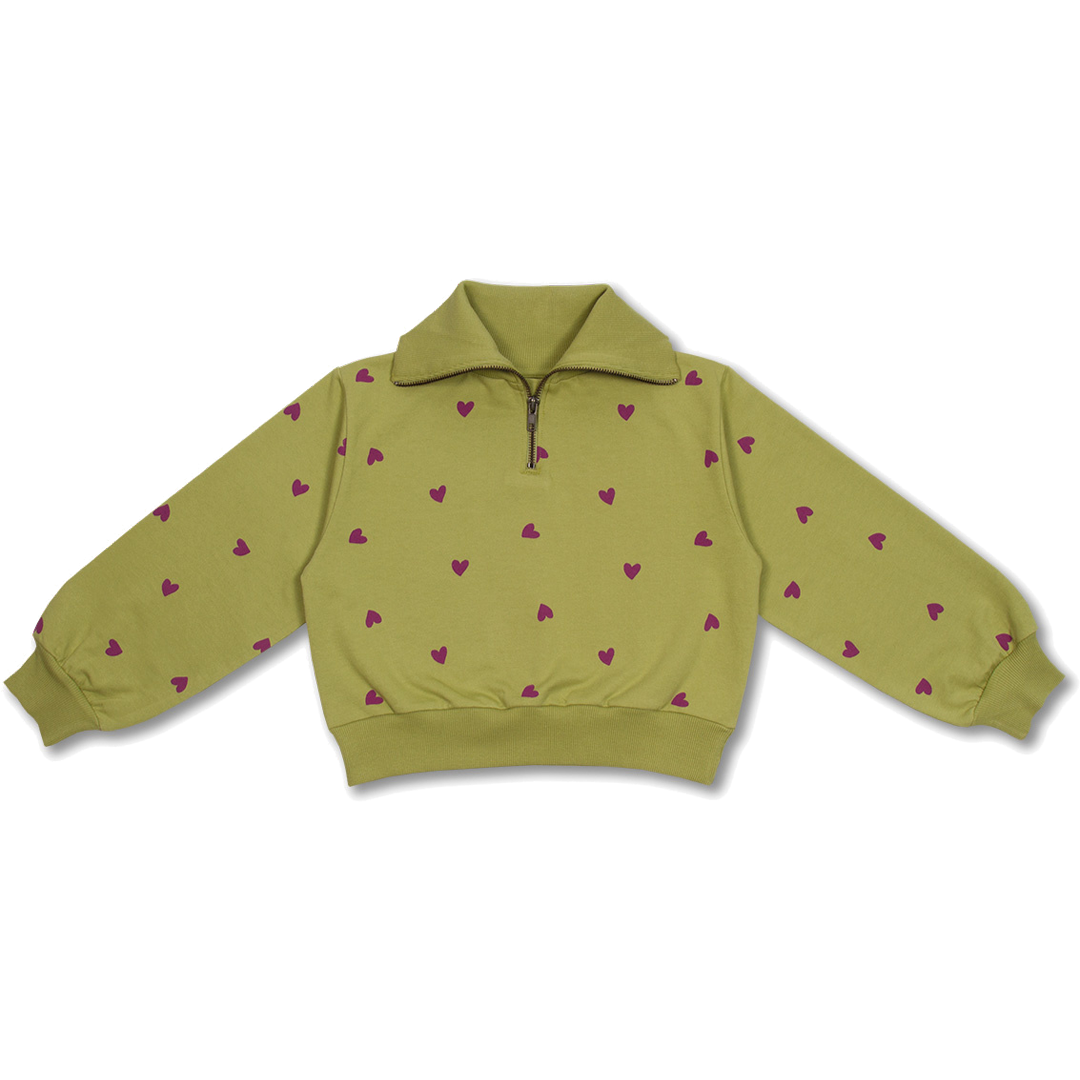 Zipper Sweater | Hearts AOP