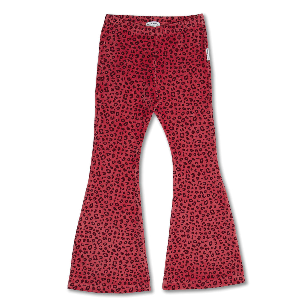 Bowie Flared Pants Velor | Red Leopard AOP