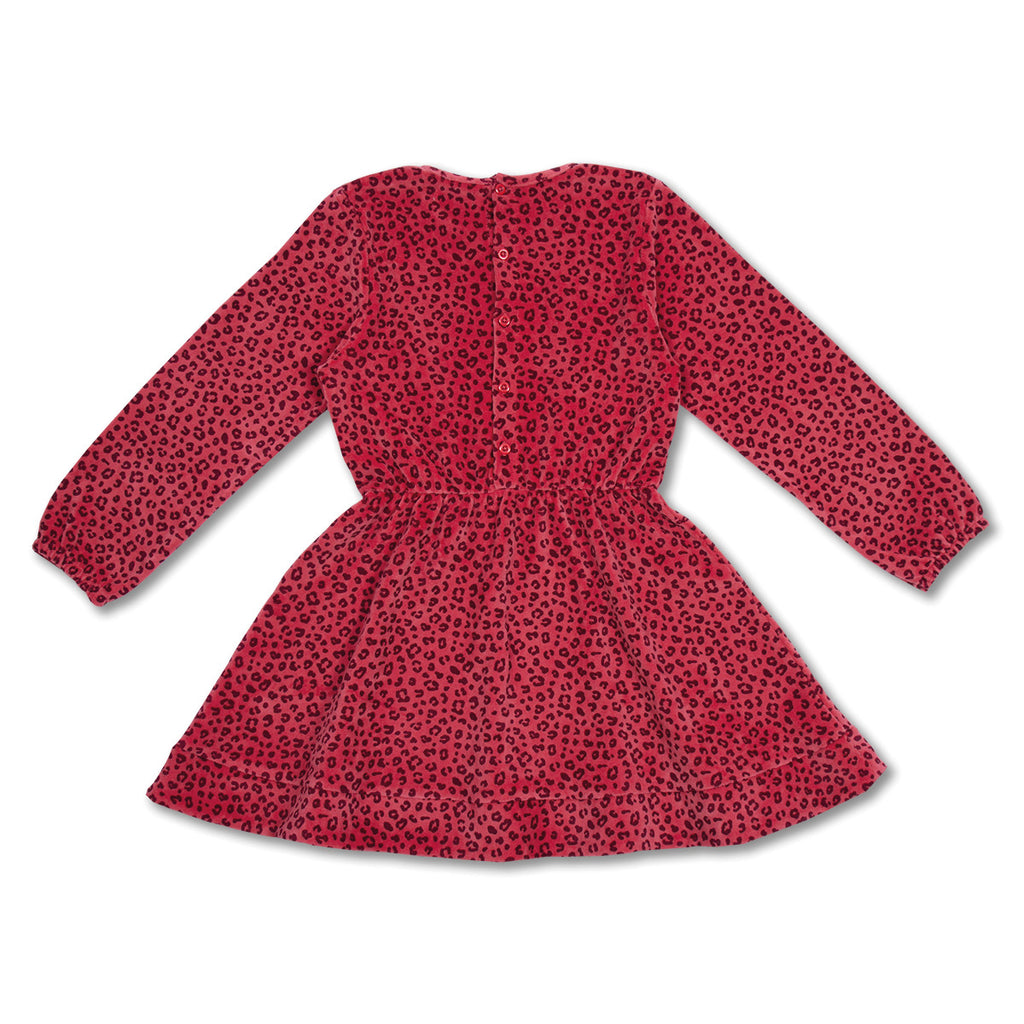 Swing Dress Velor | Red Leopard AOP