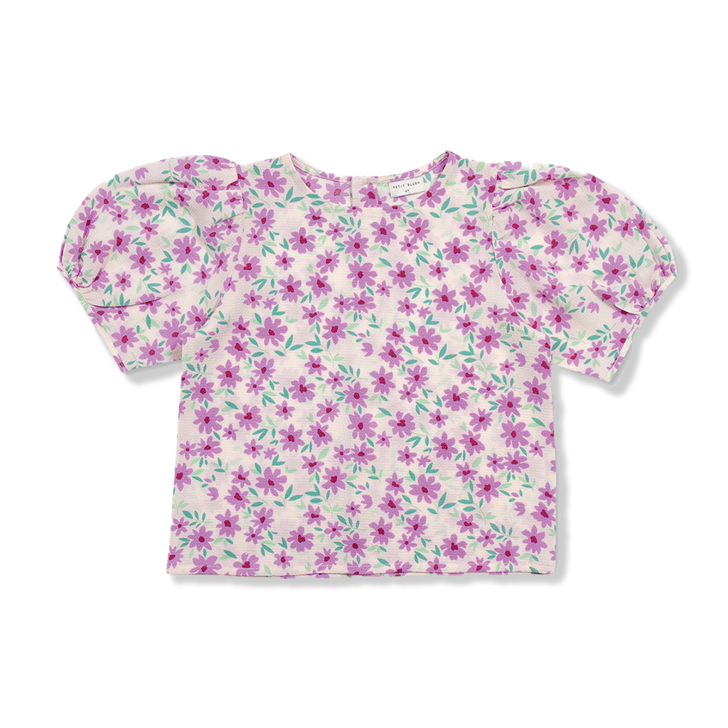 Balloon Sleeve Blouse | Purple Flowers