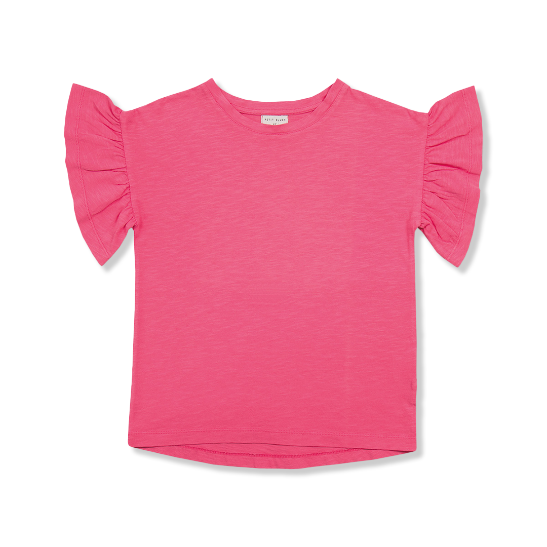 Bella Ruffle Tee | Hot Pink