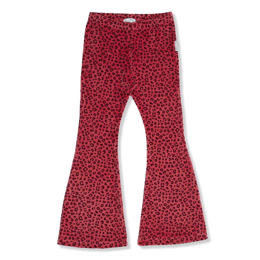 Bowie Flared Pants Velor | Red Leopard AOP