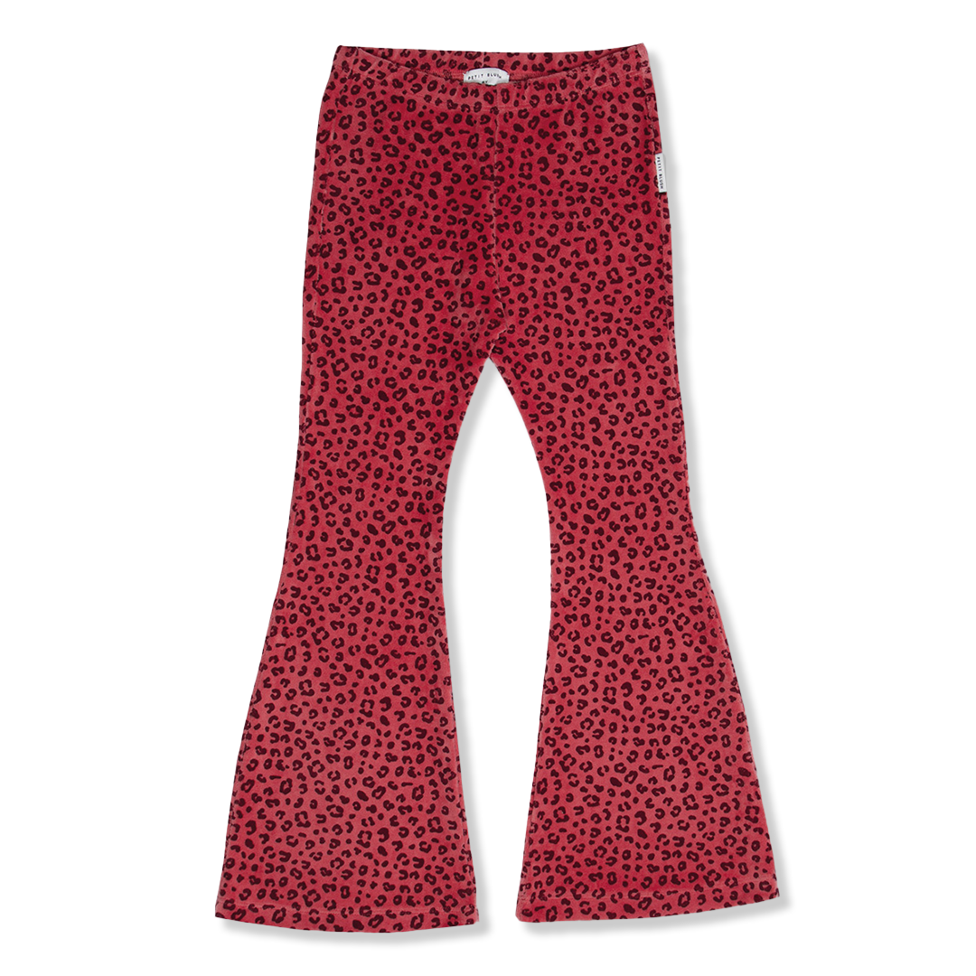 Bowie Flared Pants Velor | Red Leopard AOP