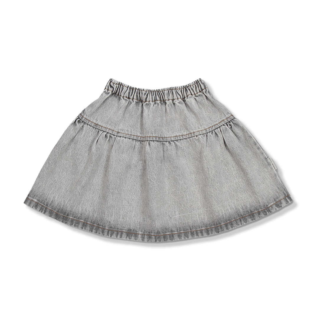 Jeans Ruffle Skirt | Washed Light Grey