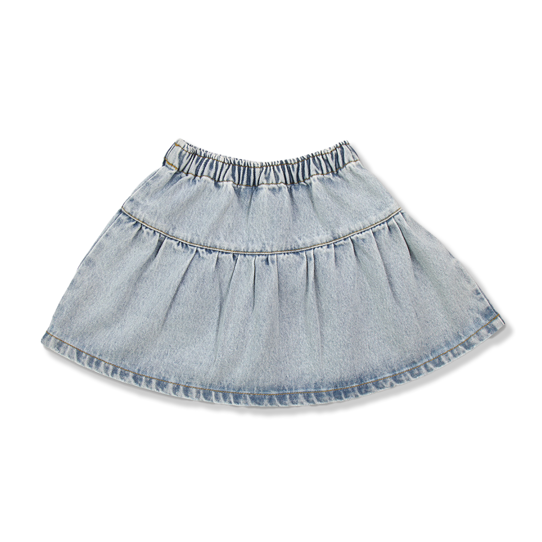 Jeans Ruffle Skirt | Washed Light Blue