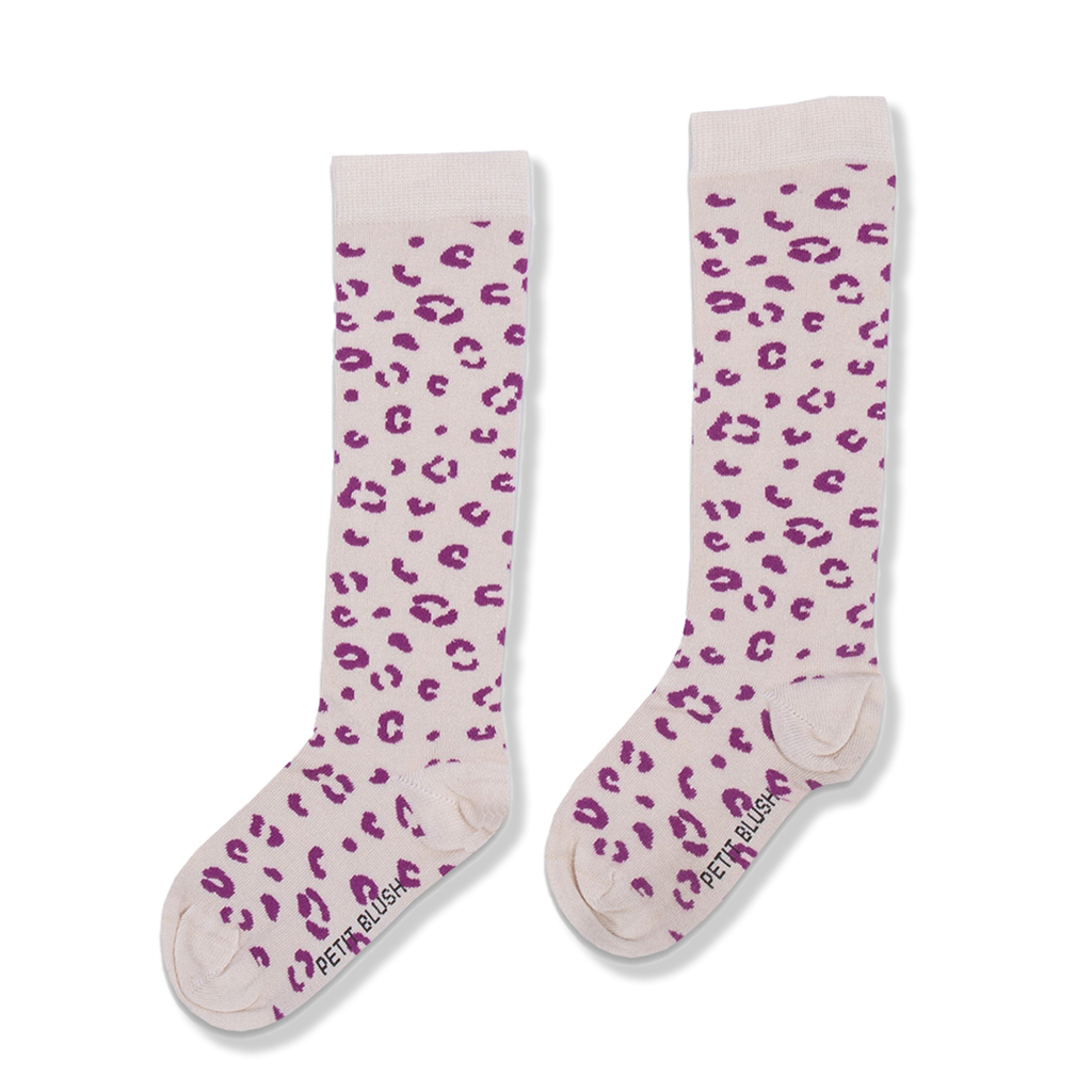Knee Socks | Happy Leopard Purple 