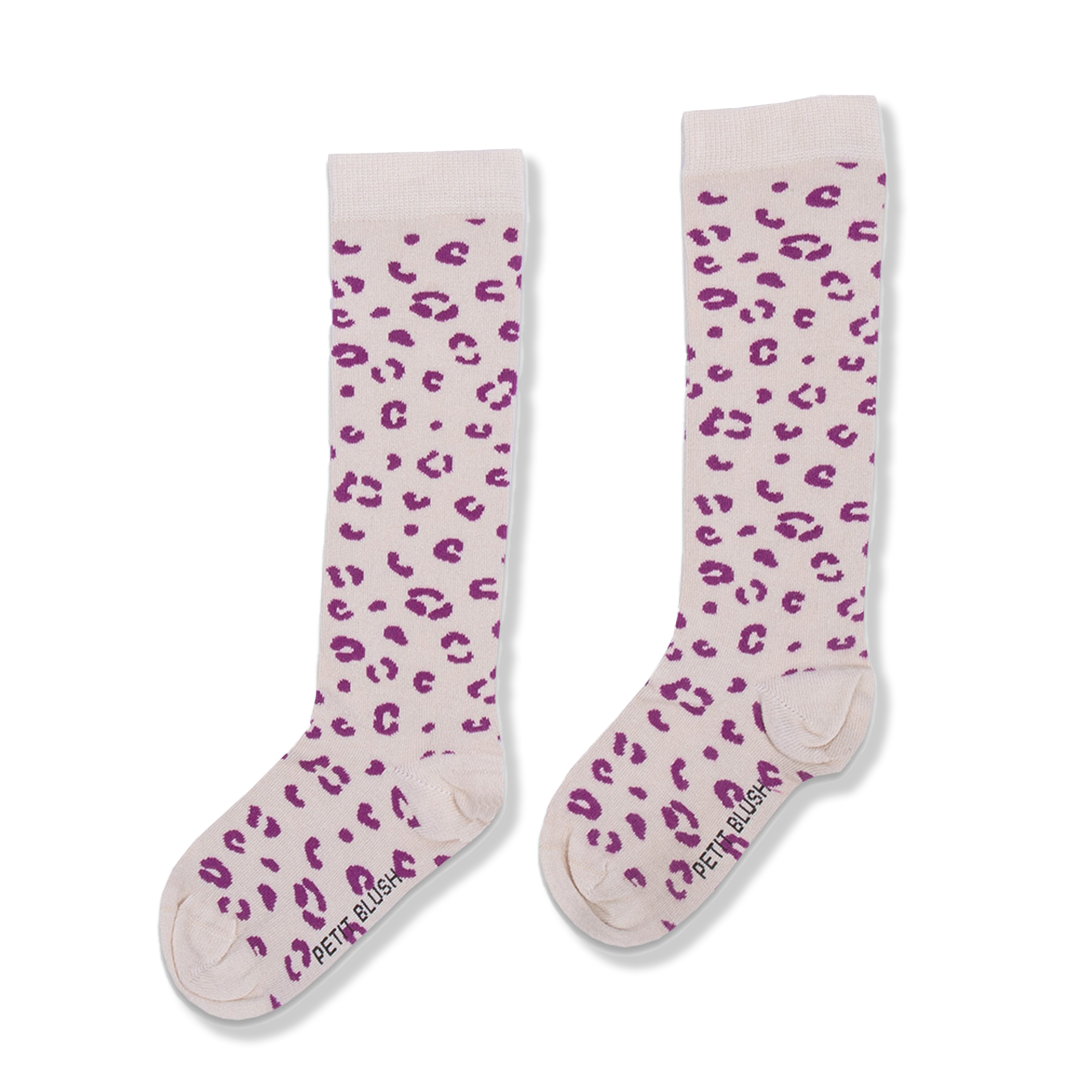 Knee Socks | Happy Leopard Purple 
