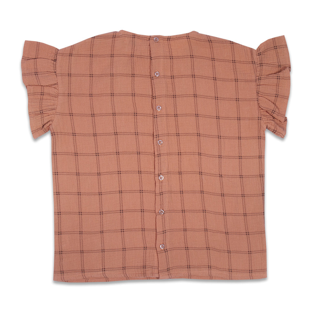 Loua Frill Blouse | Check Raven AOP