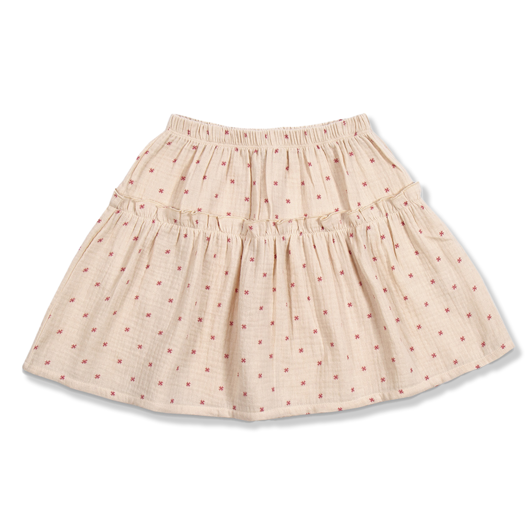 Mini Ruffle Skirt | Stars Red AOP