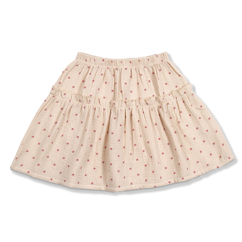 Mini Ruffle Skirt | Stars Red AOP