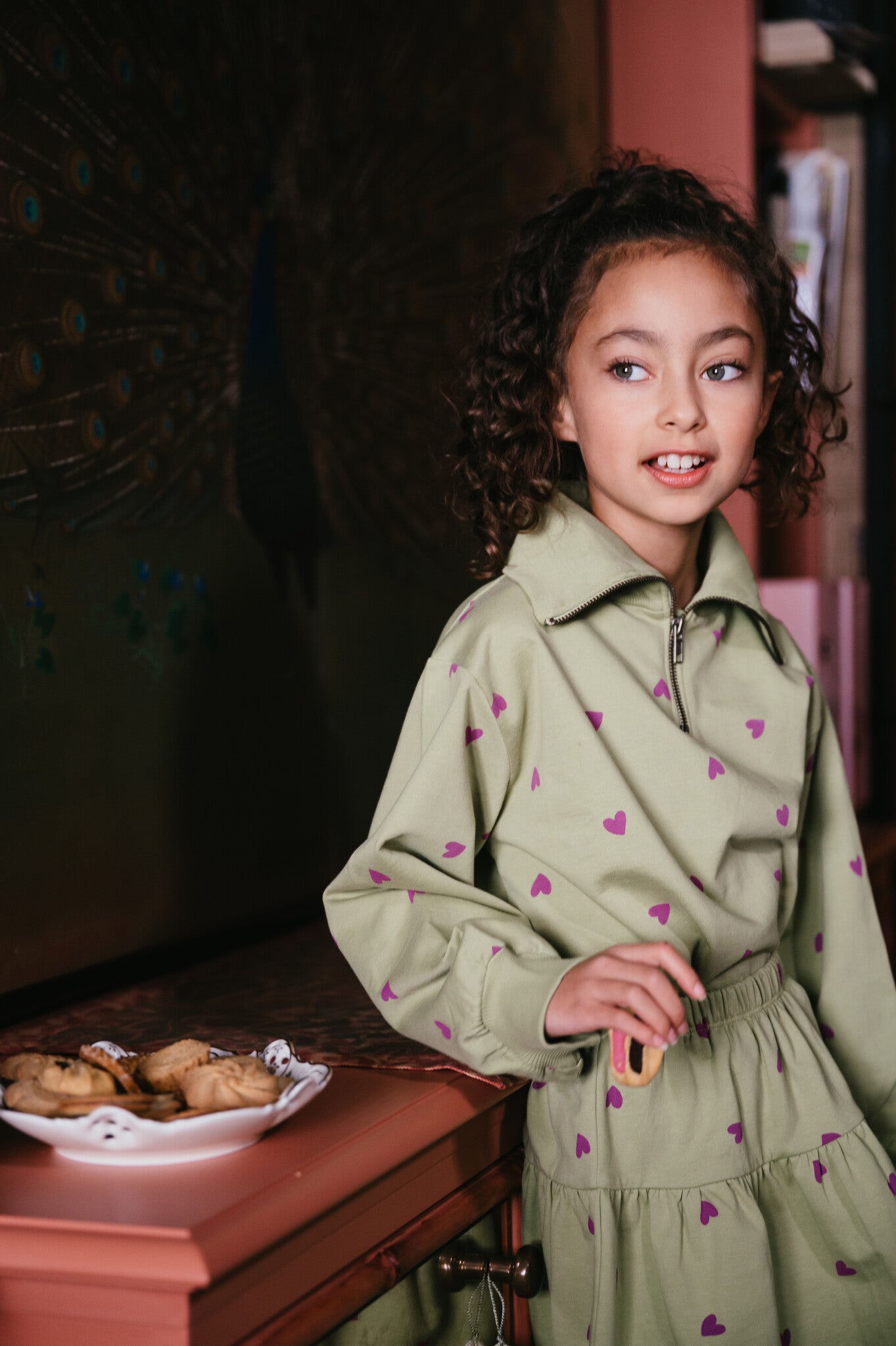 Mini Ruffle Skirt | Hearts AOP