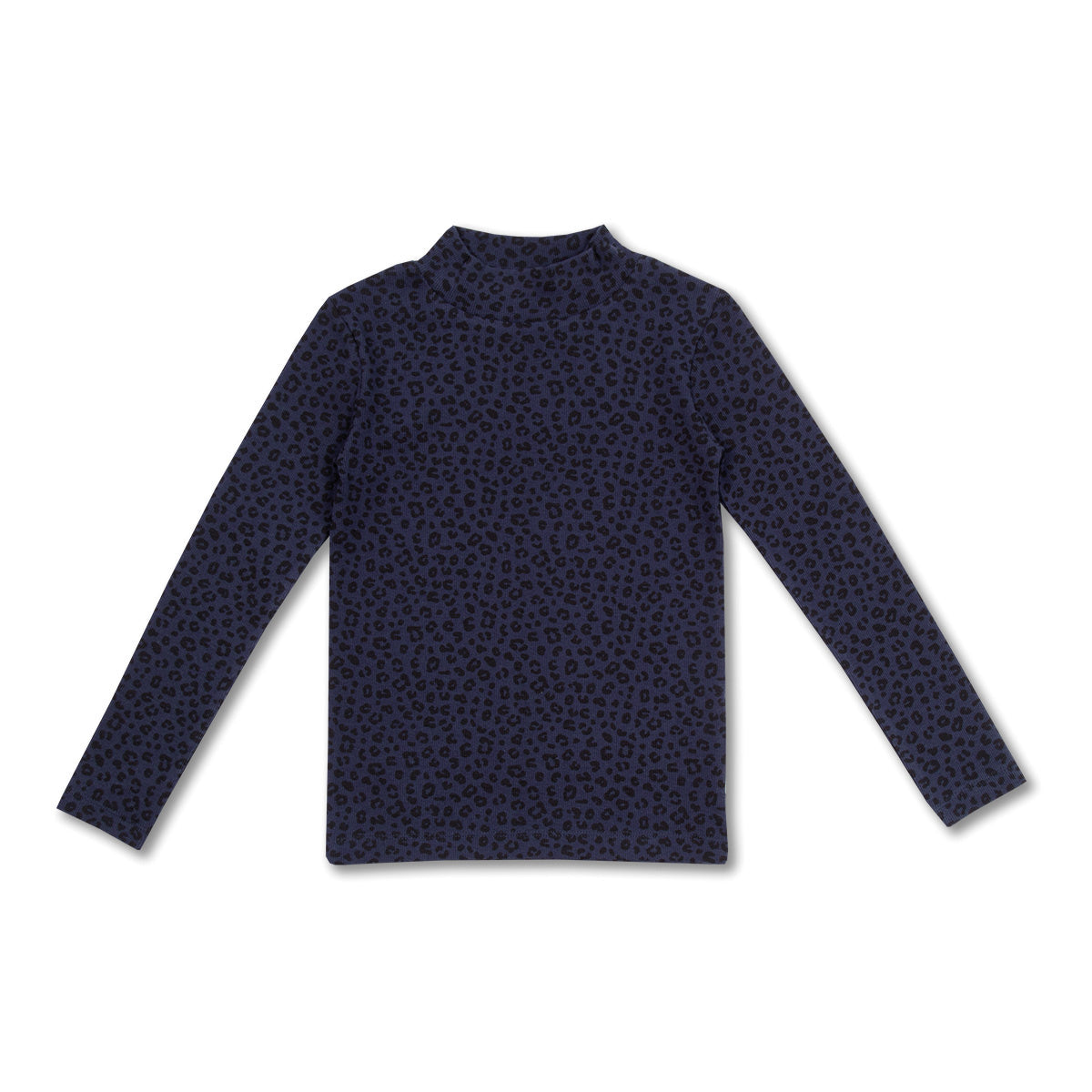 Rib Turtle Neck | Blue Leopard AOP