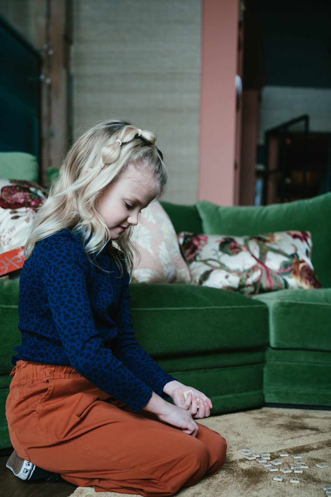 Rib Turtle Neck | Blue Leopard AOP