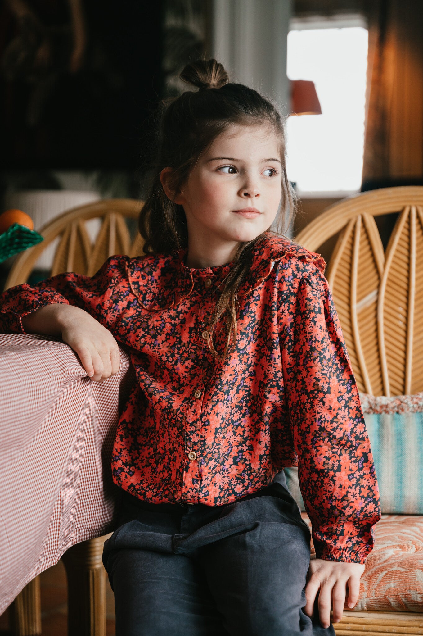 Bluse mit Rüschenkragen | Icon Flower AOP