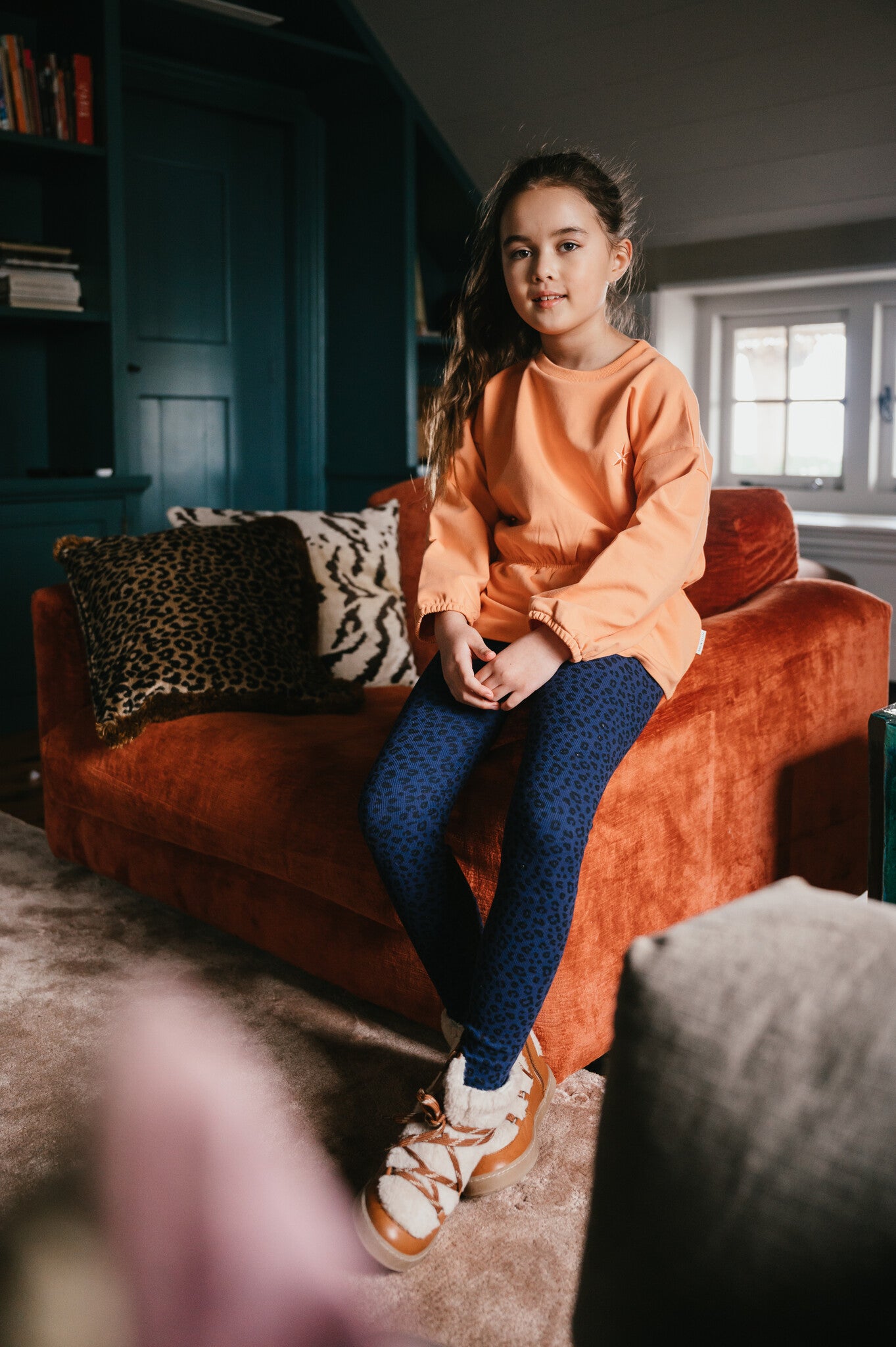 Rib Legging | Blue Leopard AOP