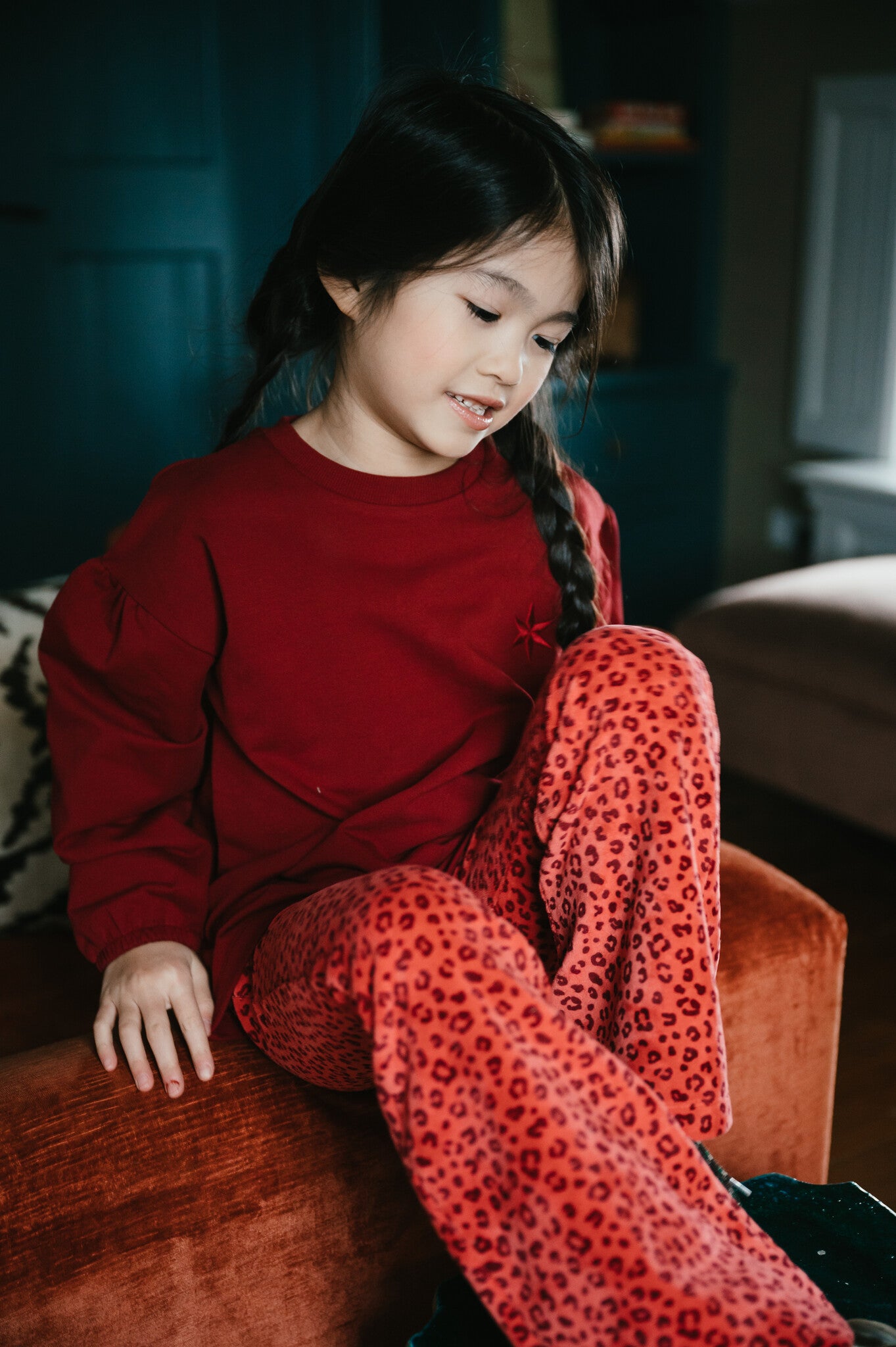 Bowie Flared Pants Velor | Red Leopard AOP