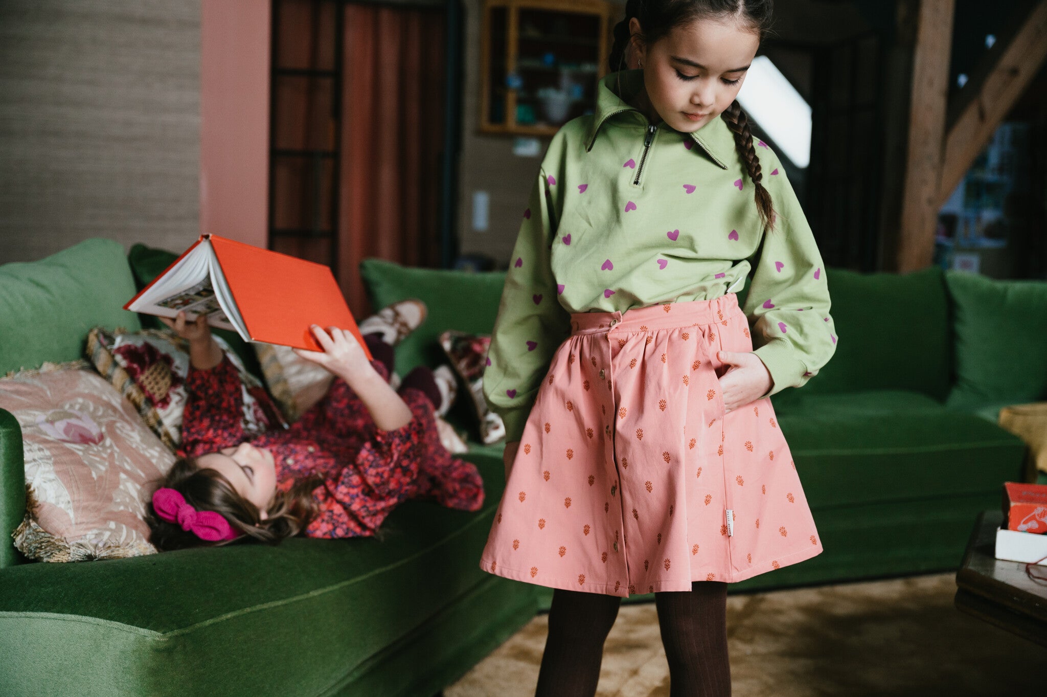 Mini Button Skirt | Batic AOP