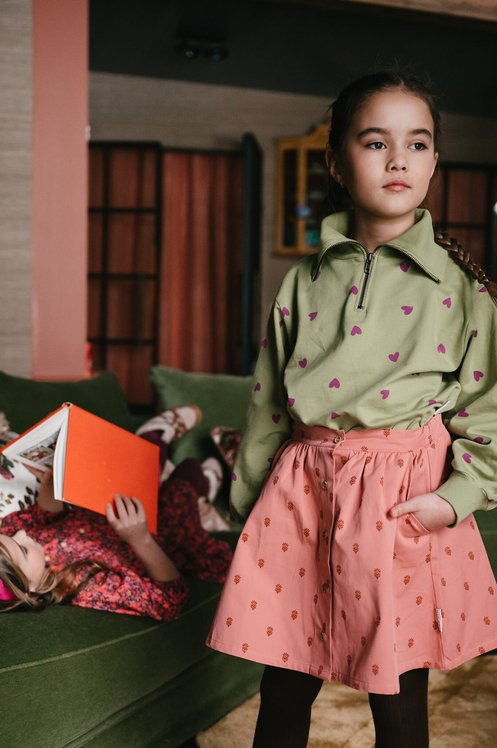 Mini Button Skirt | Batic AOP