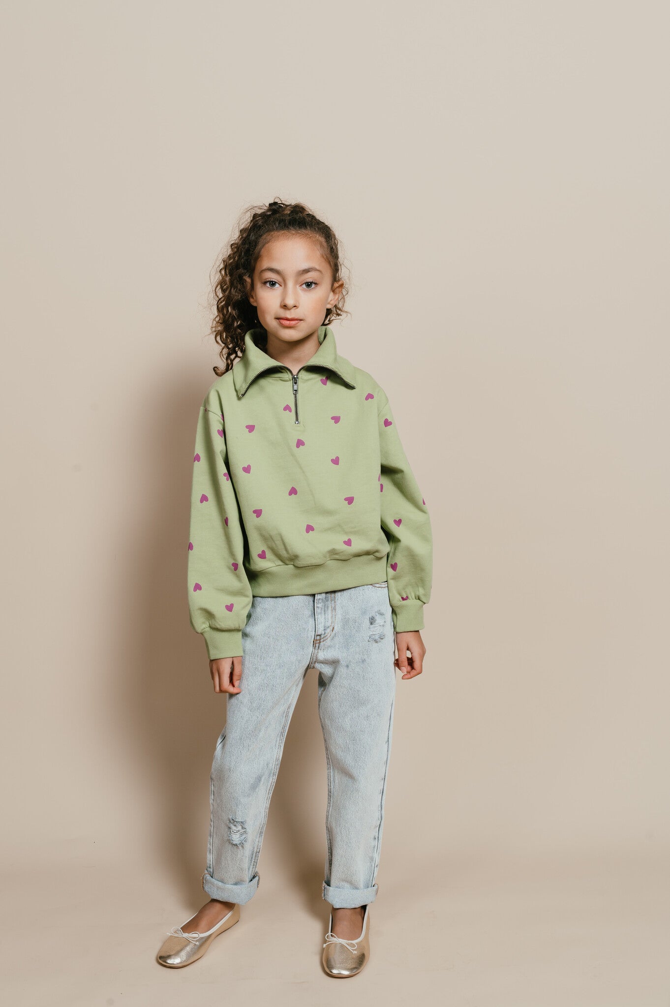 Zipper Sweater | Hearts AOP