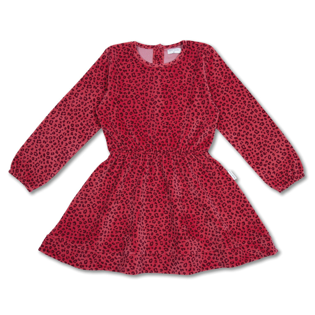 Swing Dress Velor | Red Leopard AOP