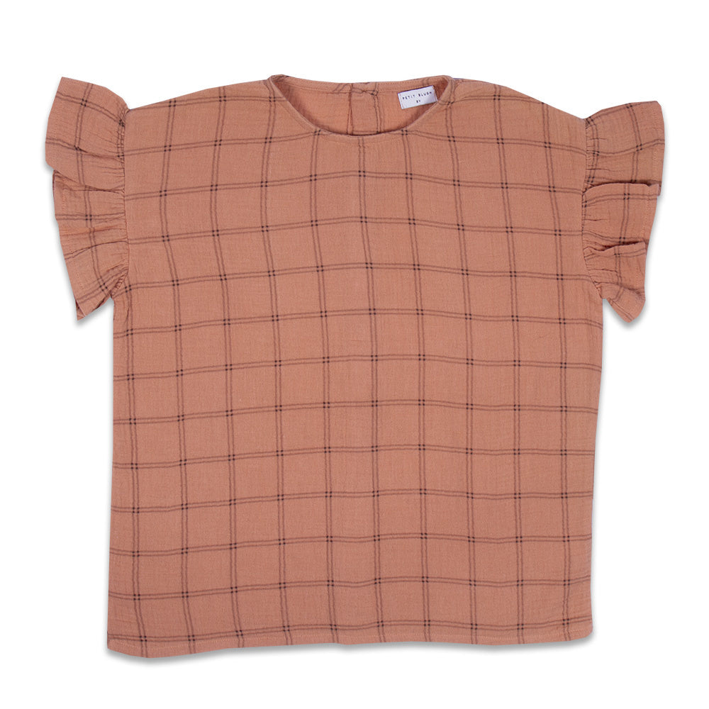 Loua Frill Blouse | Check Raven AOP