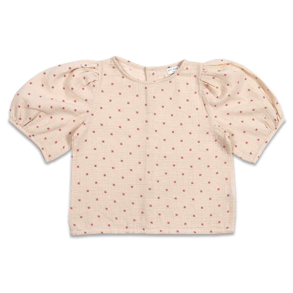 Puff Sleeve Blouse | Stars Red AOP