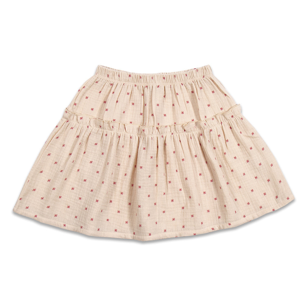 Mini Ruffle Skirt | Stars Red AOP